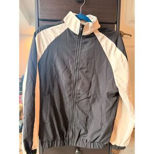 SHEIN Unisex Small Colorblock Raglan Sleeve Track Jacket Black Cream